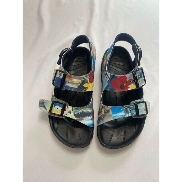 Birki's by Birkenstock Colorful Hawaii Tiki Print Beach Surfer Sandal EU 35 US 5 - Picture 1 of 9